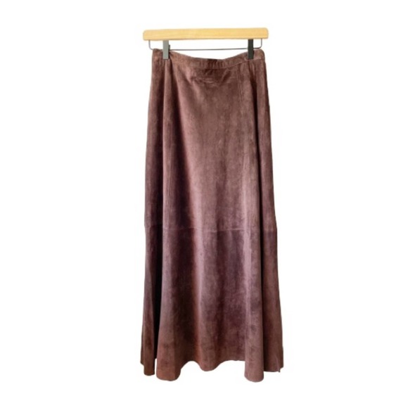 Chico's Dresses & Skirts - CHICO'S Rich Brown Suede Leather Midi A-Line Skirt Size Small (8-10)